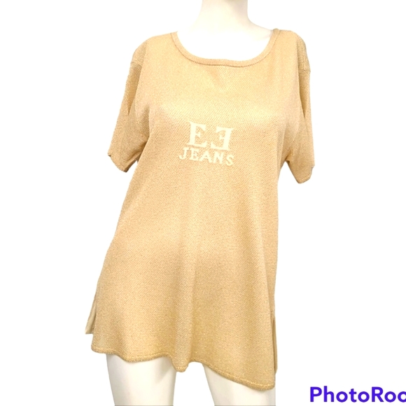 Escada Gold Mesh Logo Top size Large - Picture 2 of 10